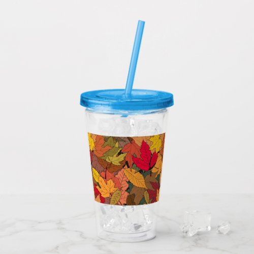 Colorful autumn leaves acrylic tumbler