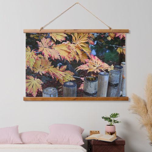 Colorful Autumn Leaves and Bamboo Hanging Tapestry