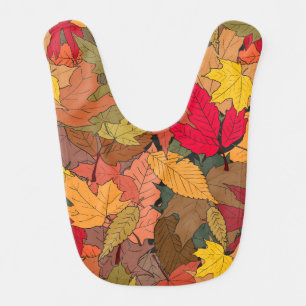 Colorful autumn leaves baby bib