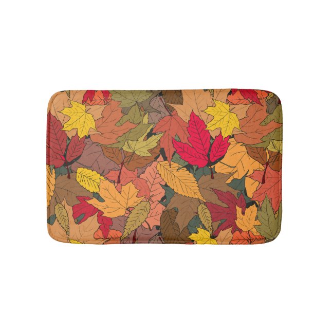 Colorful autumn leaves bath mat (Front)