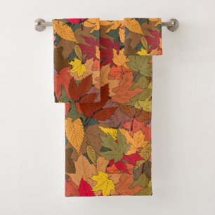 Colorful autumn leaves bath towel set
