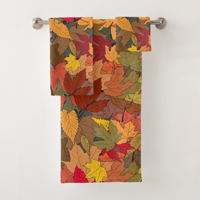Colorful autumn leaves bath towel set (Insitu)