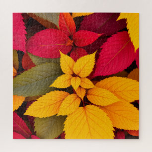Colorful Autumn Leaves Botanical Design Jigsaw Puzzle