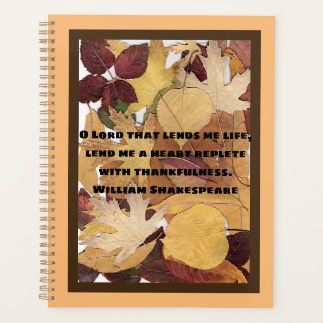 Colorful Autumn Leaves Collage Thankfull Quote Planner (Front)