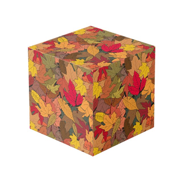 Colorful autumn leaves cube (Front Angled)
