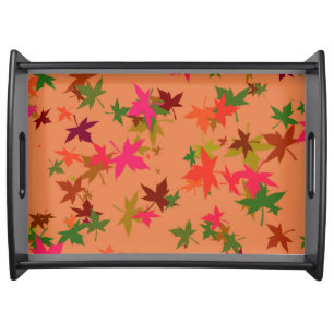 Colorful autumn leaves design serving tray