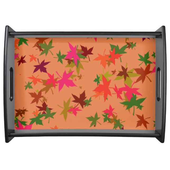 Colorful autumn leaves design serving tray (Front)