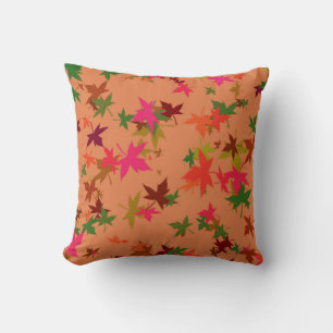 Colorful autumn leaves design throw pillow