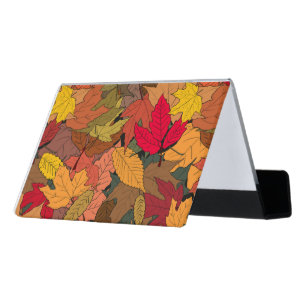 Colorful autumn leaves desk business card holder