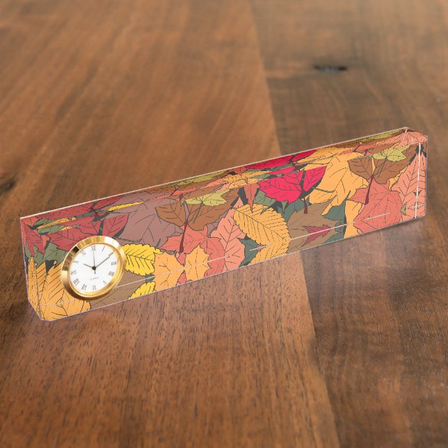 Colorful autumn leaves desk name plate (Side)