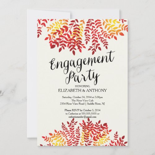 Colorful Autumn Leaves Engagement Party Invitation
