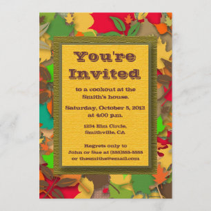 Colorful Autumn Leaves Fall Cookout Invitation