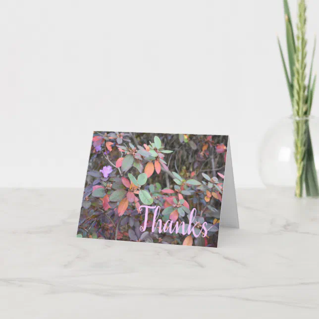 Colorful Autumn Leaves Fall Foliage Nature Thanks Thank You Card | Zazzle