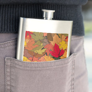 Colorful autumn leaves flask