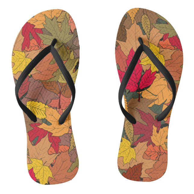 Colorful autumn leaves flip flops (Footbed)