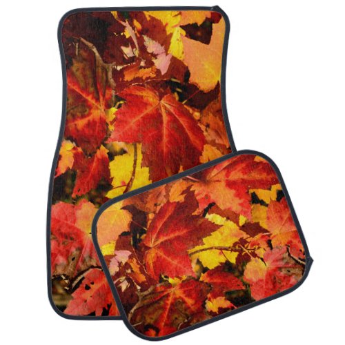 Colorful Autumn Leaves gold red orange maple leaf Car Floor Mat