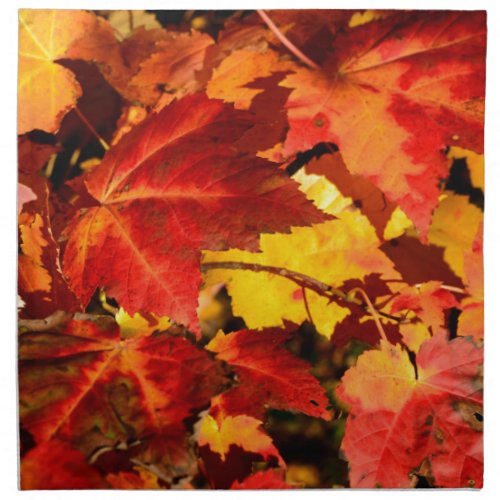 Colorful Autumn Leaves gold red orange maple leaf Cloth Napkin