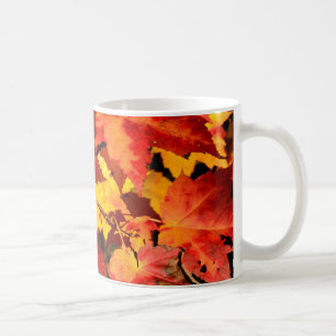 Colorful Autumn Leaves, gold red orange maple leaf Coffee Mug