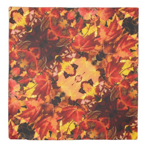 Colorful Autumn Leaves gold red orange maple leaf Duvet Cover