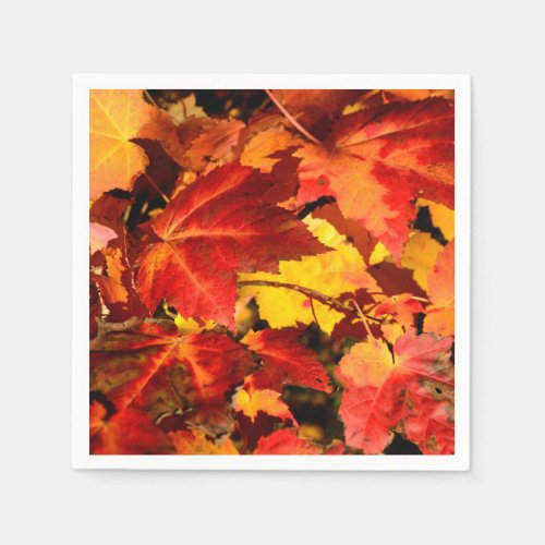 Colorful Autumn Leaves gold red orange maple leaf Napkins