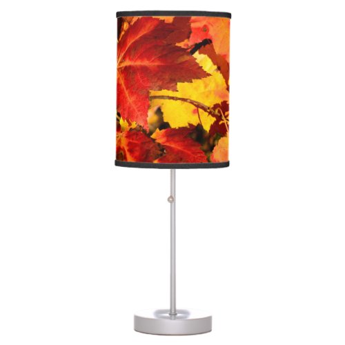 Colorful Autumn Leaves gold red orange maple leaf Table Lamp