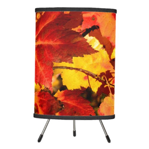 Colorful Autumn Leaves gold red orange maple leaf Tripod Lamp