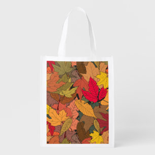 Colorful autumn leaves grocery bag
