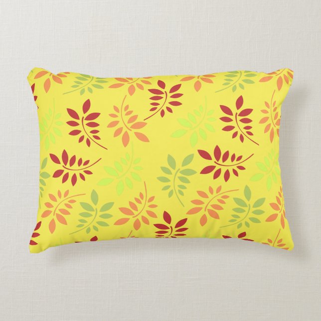 Colorful Autumn Leaves in Warm Tones Accent Pillow (Front)