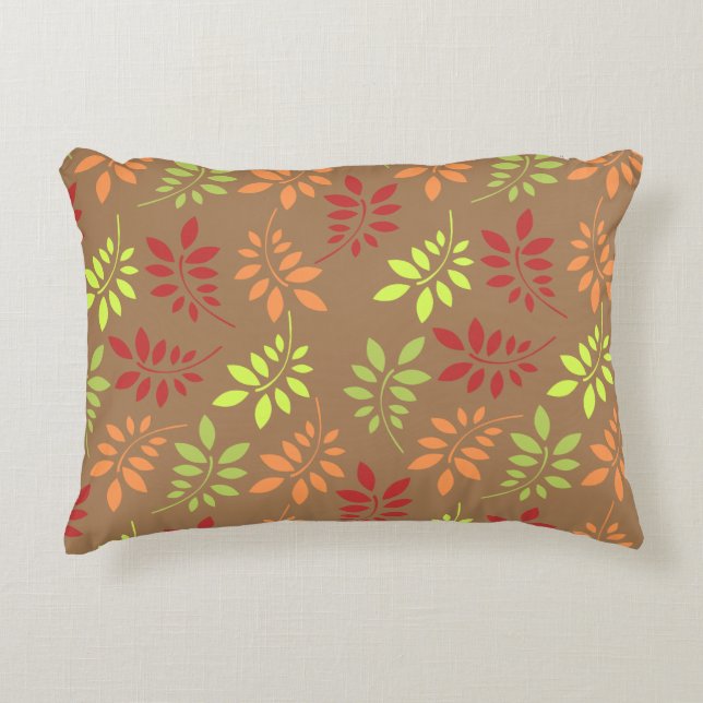 Colorful Autumn Leaves in Warm Tones Accent Pillow (Front)