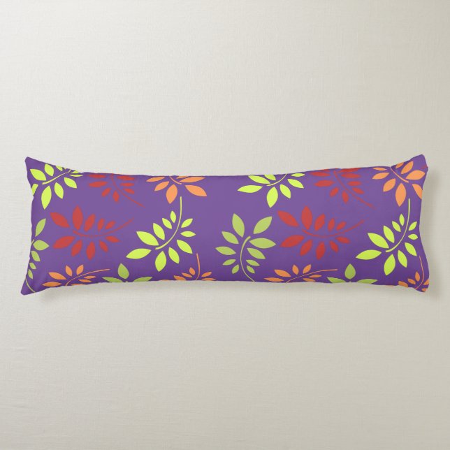 Colorful Autumn Leaves in Warm Tones Body Pillow (Front)