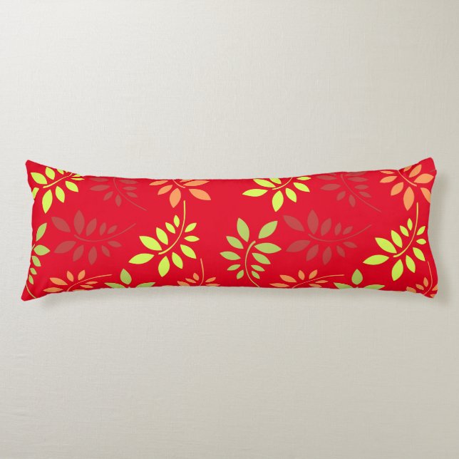 Colorful Autumn Leaves in Warm Tones Body Pillow (Front)