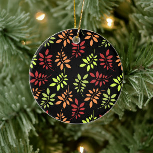Colorful Autumn Leaves in Warm Tones Ceramic Ornam Ceramic Ornament