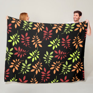 Colorful Autumn Leaves in Warm Tones Fleece Blanke Blanket