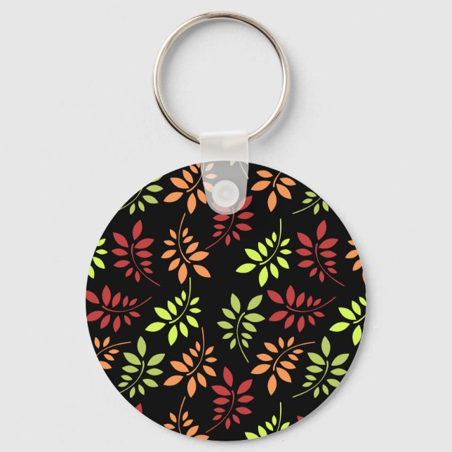 Colorful Autumn Leaves in Warm Tones Keychain (Front)