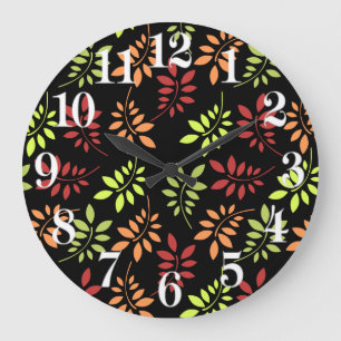Colorful Autumn Leaves in Warm Tones Large Clock