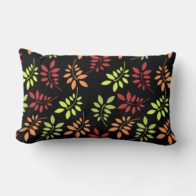 Colorful Autumn Leaves in Warm Tones Lumbar Pillow (Front)