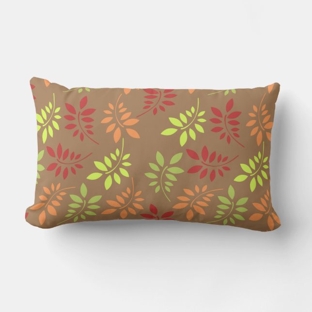Colorful Autumn Leaves in Warm Tones Lumbar Pillow (Front)
