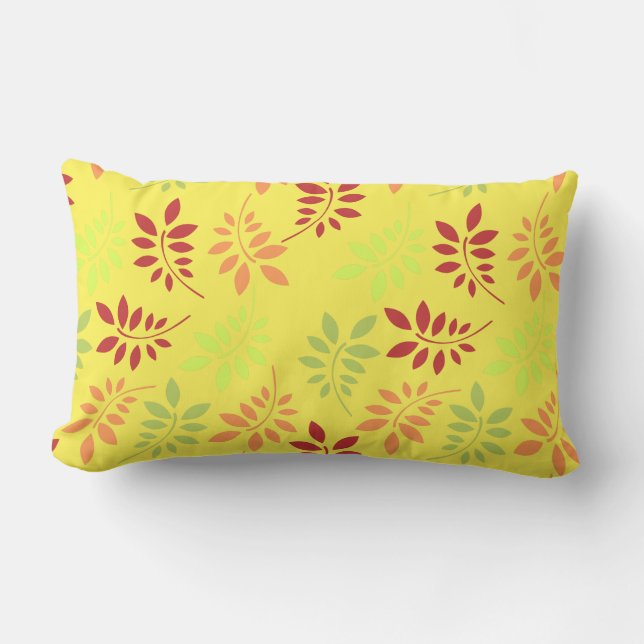 Colorful Autumn Leaves in Warm Tones Lumbar Pillow (Front)
