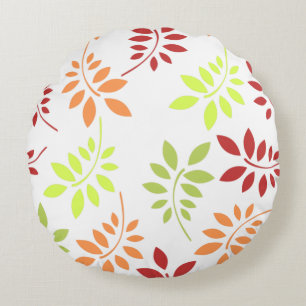 Colorful Autumn Leaves in Warm Tones Round Pillow