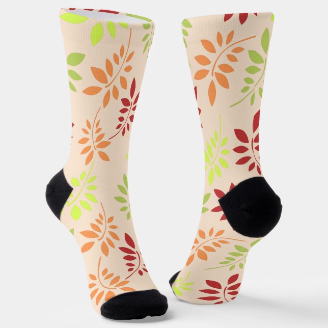 Colorful Autumn Leaves in Warm Tones Socks (Angled)