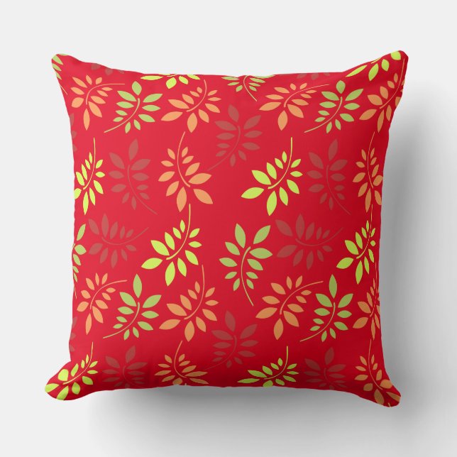 Colorful Autumn Leaves in Warm Tones Throw Pillow (Front)