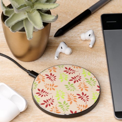 Colorful Autumn Leaves in Warm Tones Wireless Charger
