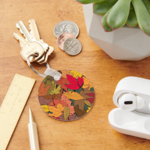 Colorful autumn leaves keychain