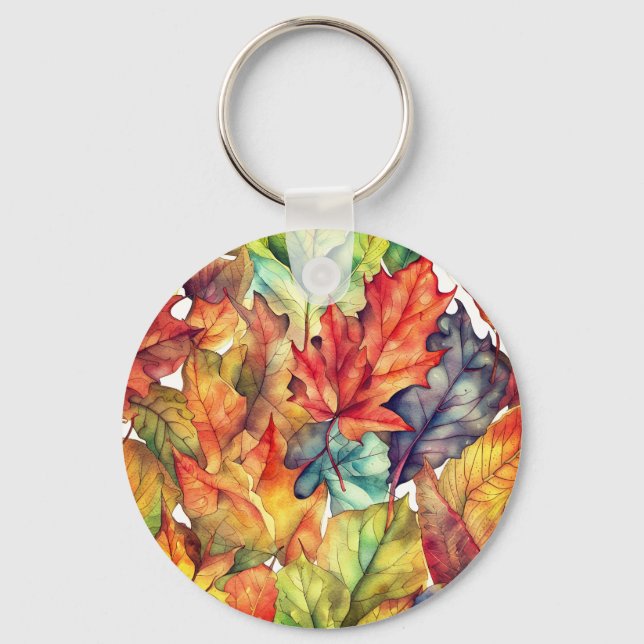 Colorful Autumn Leaves Keychain (Front)