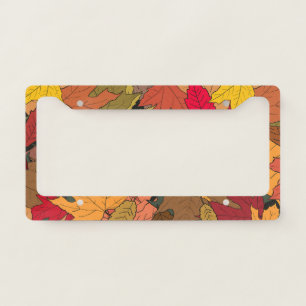 Colorful autumn leaves license plate frame