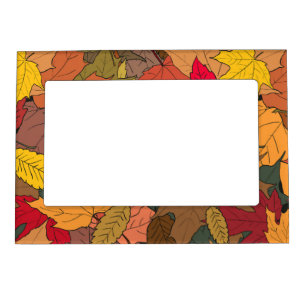 Colorful autumn leaves magnetic frame