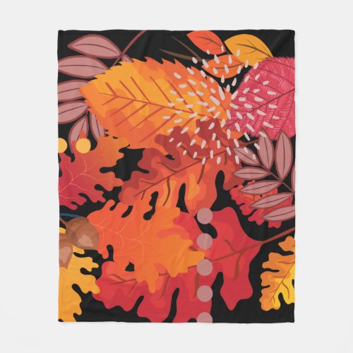 Colorful Autumn Leaves Medley Fleece Blanket