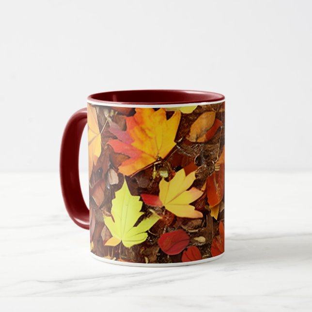 Colorful Autumn Leaves Mug (Front Left)