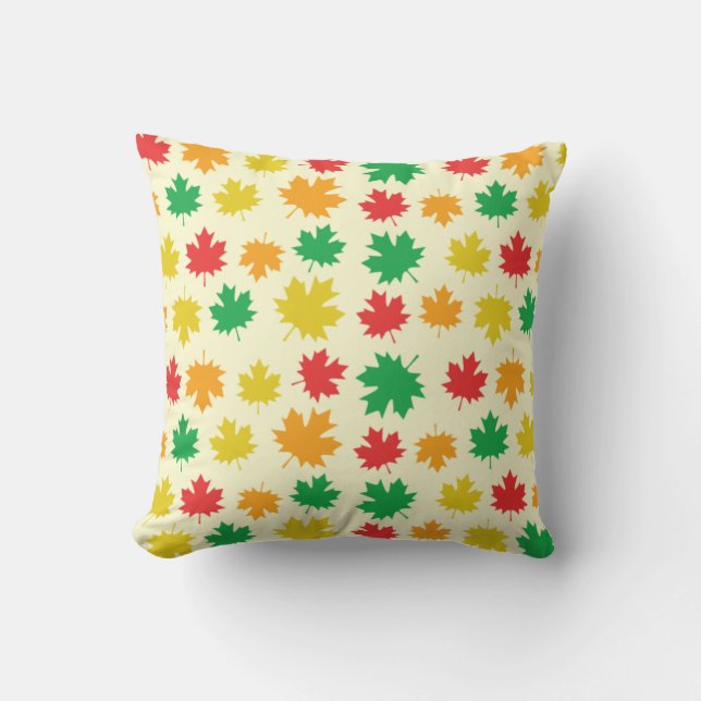 Colorful Autumn Leaves - Nature Pattern Throw Pillow (Front)