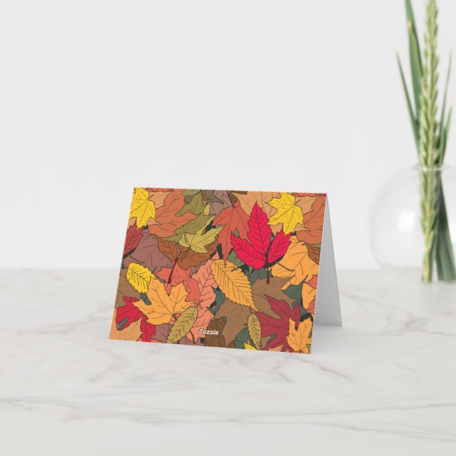 Colorful autumn leaves note card (Back)